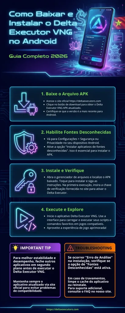 VNG 2 Instruções abrangentes de instalação para o Delta Executor VNG no Android em 2026.